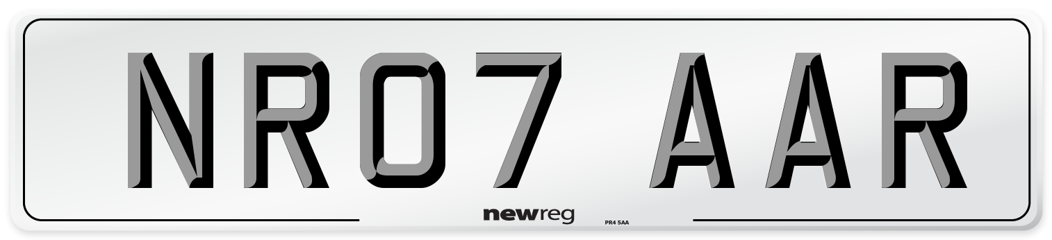 NR07 AAR Number Plate from New Reg